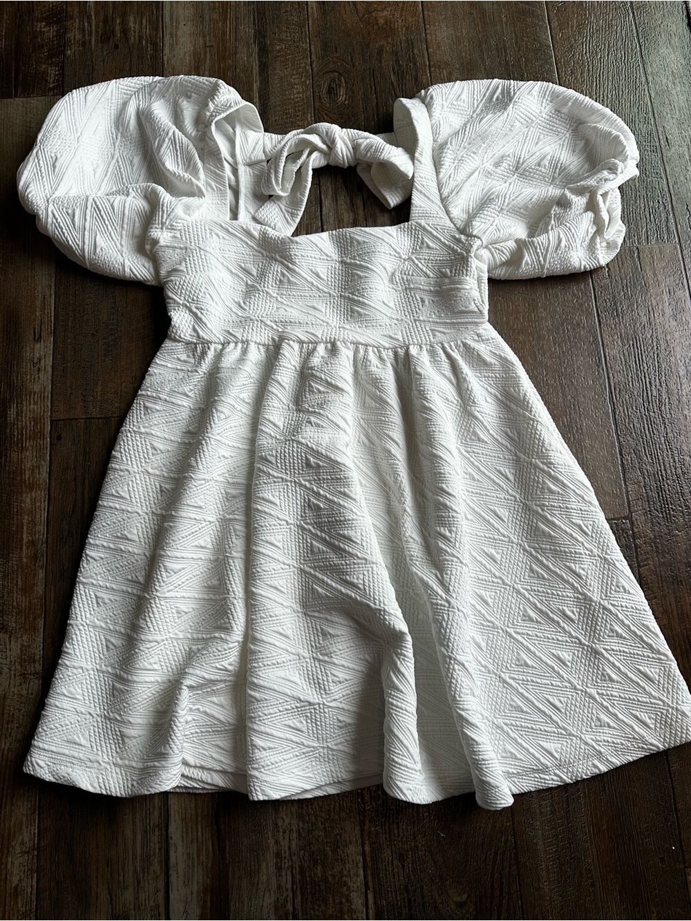Free People Violet Boho Whimsical Mini Babydoll Puff Sleeve White Dress Wm Small